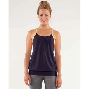 Lululemon Women's 4 No Limits‎ Tank Top - Black Swan / Creamsicle Pop